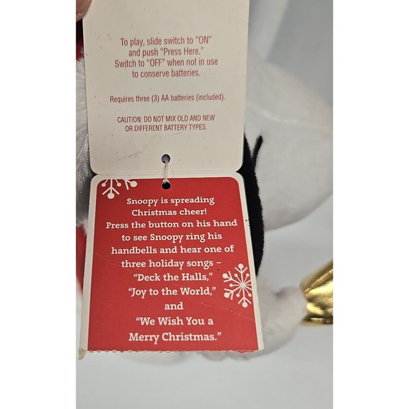 Hallmark Peanuts 2011 Bell Ringer Snoopy Animated Christmas Musical Plush 13.5" - Picture 9 of 10